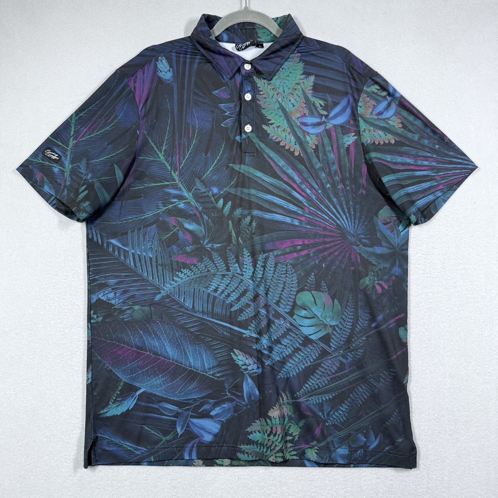 Sunday Swagger Polo Shirt Mens Large Congo Print Stretch Golf Hawaiian Tropical